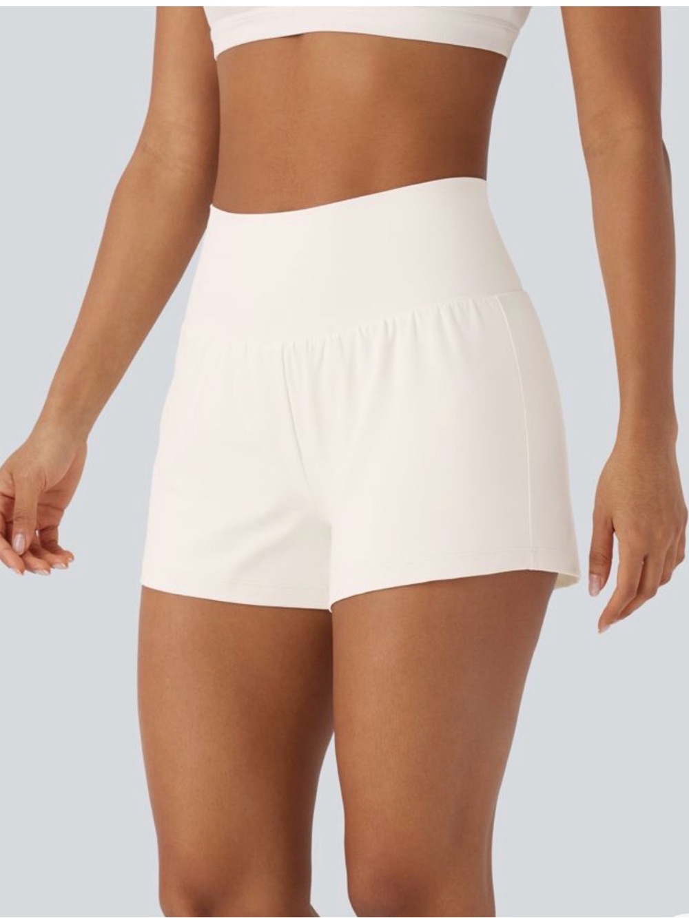 HALARA White High-Waist Athletic Shorts